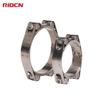 China Tie Clamp Heavy Duty European Stainless Steel Double Bolt Pipe for sale