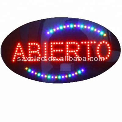 China Spanish Oval Open Shop Window Sign/Showcase Store Shop/Supermarket ABIERTO LED Open Light for sale