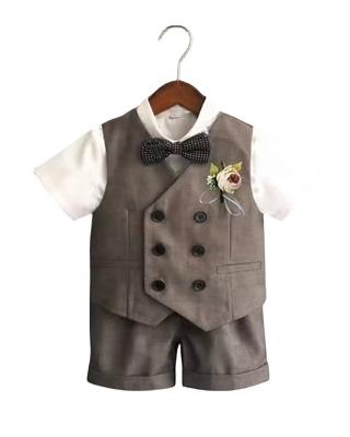 China Formal Wear Suits Bulk Wholesale Worn Kids Suits Used Children Clothes Sale Baby Summer Shirts Suits Cotton Hand Material Formal Suntan KhaKi Wear for sale