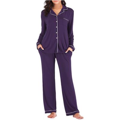 China Comfortable QUICK DRY Two Piece Set Pajamas Set Sleepwear Women Long Sleeve Button Down Nightgowns for sale