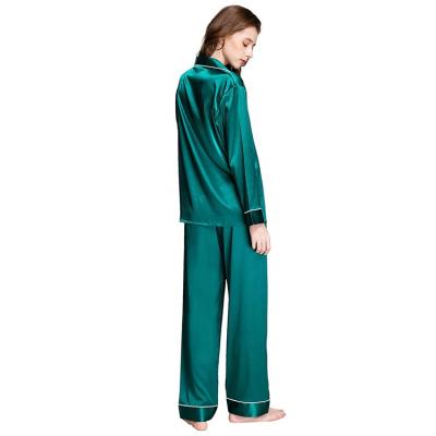 China QUICK DRY Women's Silk Satin Pajama Sets Long Sleeve Pajama Sleepwear Homewear Night Wear Robe for sale