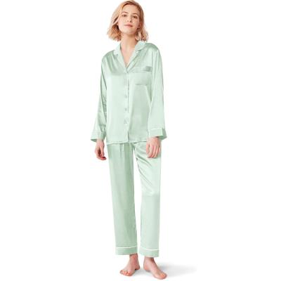 China Luxury good style pajamas QUICK DRY two pieces long satin ice wear sleepwear set silk wrap pajamas set for sale