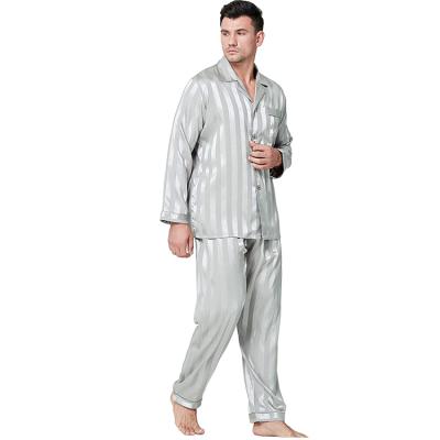 China Custom QUICK DRY Silk Satin Loungewear Men's Pajamas Long Sleeve Men's Two Piece Pajamas Sleepwear Set for sale