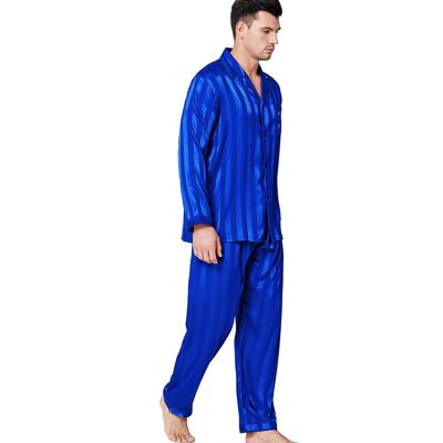 China Classic Sale Button Down Men's Pajamas Set Satin Silky Two Piece Pajamas Set Warm Luxury QUICK DRY Sleepwear Bottoms Mens Loungewear for sale