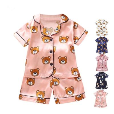 China Toddler Girls Satin Pajamas Summer QUICK DRY Short Pajamas Sleepwear Short Pants For Kids for sale