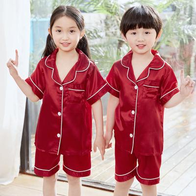 China Other Children Christmas Pajamas Kids Sleepwear Kid Pajamas Set Plain Red Sleepwear Long Sleeve Kids Two Piece Pajamas for sale