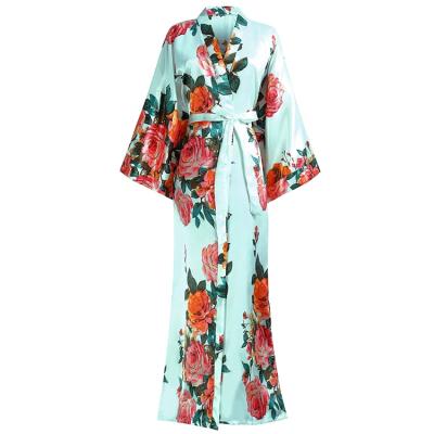 China QUICK DRY Long Floral Kimono Robe Bridesmaid Wedding Bachelor Party Maxi Dress 53 Inches for sale