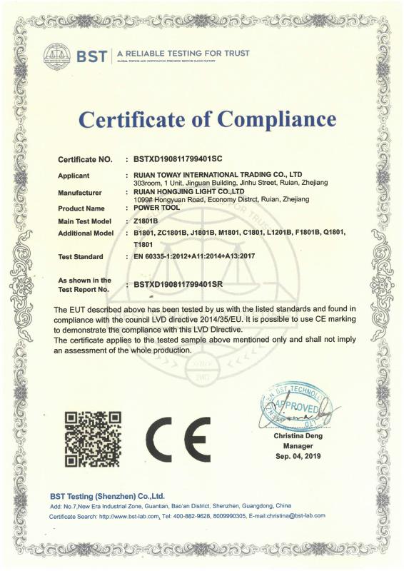 CE - Ruian Toway International Trading Co., Ltd.