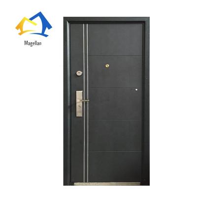 China Central Asia Modern Flush Steel Door Design With Polyurethane Foam Core for sale