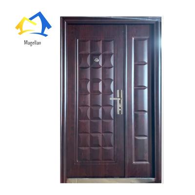 China Swing Ghana 2050x1200mm Security Door Design Mother and Son Exterior Steel Door One and Half for sale