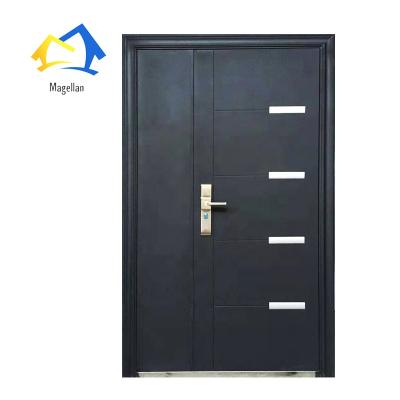 China Uzbekistan Modern Double Color Design One And Half Exterior Security Steel Door With Aluminum for sale