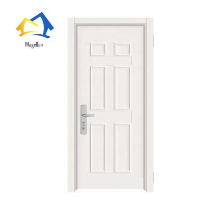 China 6 Panel South America Swing Door Double Tempered Glass Security Doors Magellan Cheap Interior Steel Wooden Swing Door Finished Housing for sale