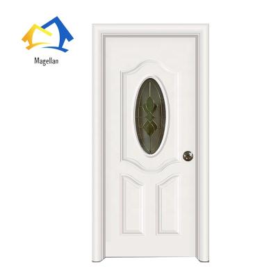 China South American Swing Front Entry Door White Steel Wood Doors With Glass for sale