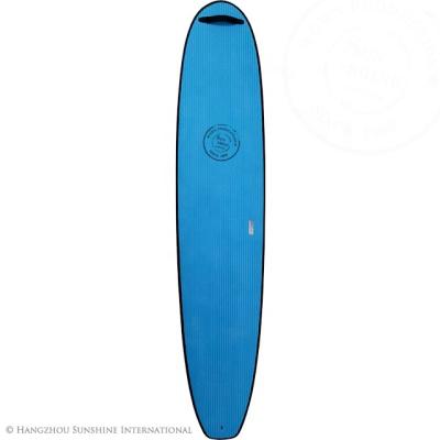 China Safe Non-slip Soft Fiberglass Surfboards Blue Soft Top Epoxy Surfboards for sale