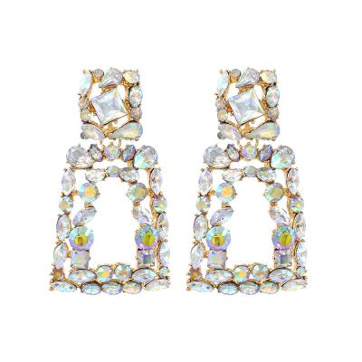 China FASHIONABLE Rectangle Rhinestone Earrings Women's Sparkle Crystal Geometric Drop Earrings for sale