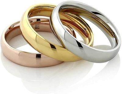 China Romantic Stainless Steel Rose Gold and Silver Tri-Tone Ring Set for sale