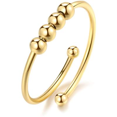 China Romantic New Product Gnawing Beads Gnawing Ring Rotator Single-Turn Spiral Rotation Anti-stress Worry Free Ring for sale