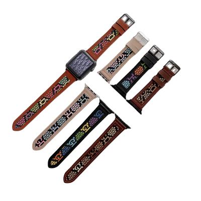 China Fashion Leather Watch Strap For iwatch 44mm Smartwatch Band Buckle Leather Strap 45mm For Apple Watch Series 5/6.7 for sale