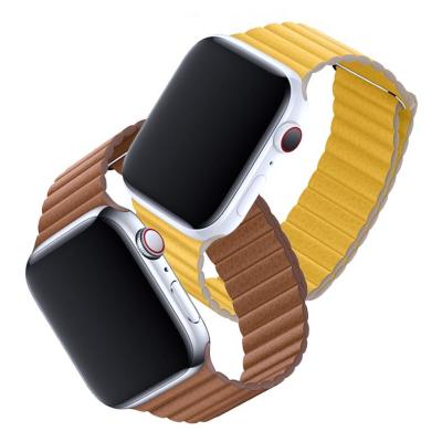 China Fashion Strong Magnetic Leather Buckle For Apple Watch 6 Band Strap For iWatch Series 6/5/4/3/2/1 Leather Strap for sale