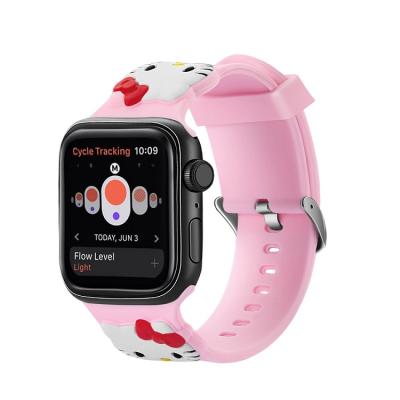 China Fashion Cartoon Silicone Watch Band For Apple Watch Hello Kitty Band Buckle Watch Strap 38/40/42/44mm for sale