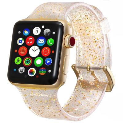 China Fanshion Shining Laser Glitter Shimmer Powder Silicone Wrist Band For Apple iwatch 38/40/42/44mm for sale