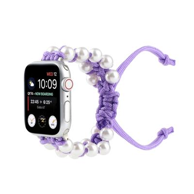 China Replacement Gems Stones Beaded Rope Straps For Apple Watch Jewelry Bracelet Strap For iWatch Series 5/6 for sale