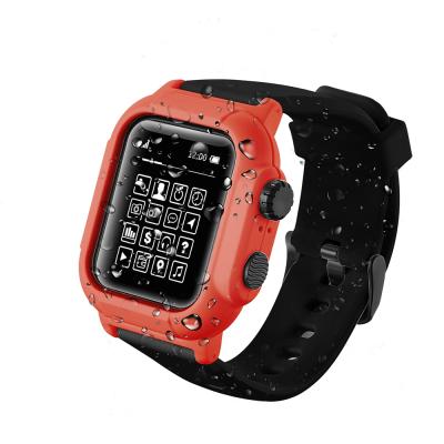 China Fashion Case Band Sport Tactical Waterproof Strap For Apple Watch 40mm 42mm 44mm Silicon Protector Watch Case for sale