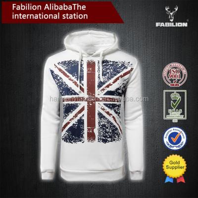 China Anti-pilling Hot Selling Thick Union Jack Printing 70% Cotton 30% Polyester Hoodie for sale