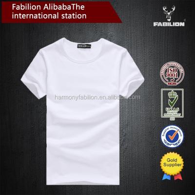 China Wholesale cheap bulk high quality plain 100% polyester anti-pilling for white T-shirt for sale