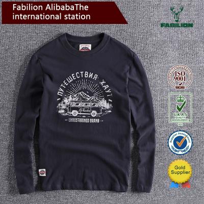 China 2019 anti-shrink spring and autumn new style men's printing fashion cotton T-shirt casual long sleeve o-neck for sale