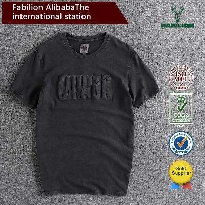 China Wholesale new style summer anti-shrink embossed print fashion slim fit distressed casual T-shirt short sleeve cotton for sale