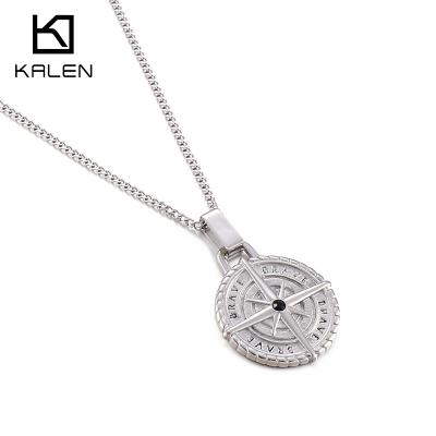 China Hiphop Kalen Personalized Hiphop Compass Eight-pointed Star Necklaces Stainless Steel Jewelry Pendant Necklace For Women for sale