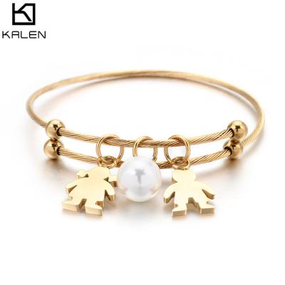 China TRENDY 18K Gold Plated Shell Boy and Girl Dangling Bracelet Wholesale Woman Stainless Steel Fine Bracelets Jewelry for sale