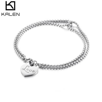 China FASHIONABLE Custom Made Stainless Steel Bangle Double Layer Women Cross Pendant Bracelet For Engagement for sale