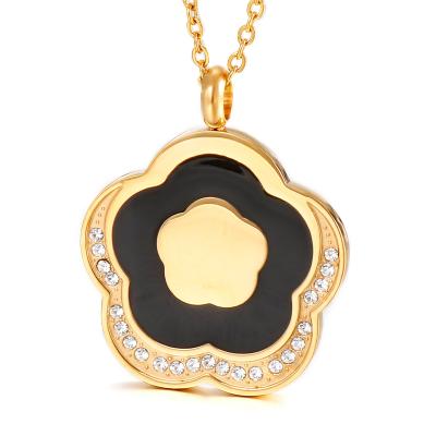 China Cute Cute Pendants Inlaid Rhinestone Stainless Steel Flower Stone& Crystal Pendant For Women for sale