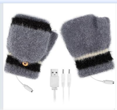 China Double Sided Heating Flip Cover Mittens Fingerless Winter Cold Weather USB Charger for sale