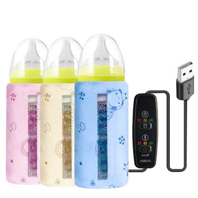 China ABS USB Out of Bottle Scale Diamond Velvet Material Timing Adjustable Temperature Portable Visible Baby Bottle Warmer for sale