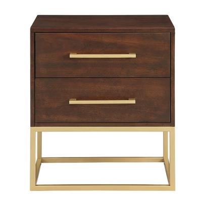 China Modern Nightstand Convenient Industrial Side Table With Brushed Legs And Handles Lounge Metal Gold Home Seat for sale