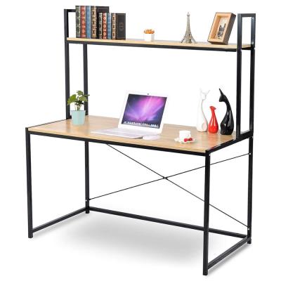 China PANEL 2-Tier Shelves Modern Home Office Space Saving Computer Book Desk For Corner Use With Wooden for sale