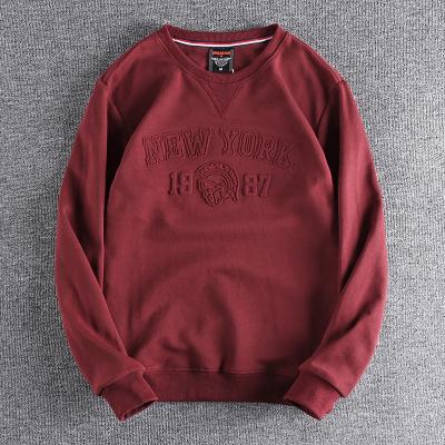 China Anti-wrinkle stylish custom logo embossed pullover 100% cotton round collar unlined leisure top for sale