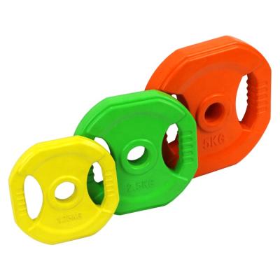 China Universal Barbell Weight Two Colored Holes Weigh Plates for sale