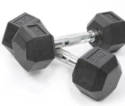 China New Design Power Training 10KG Hex Home Use Rubber Dumbbell for sale