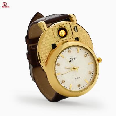 China Amazon Contemporary Hot Selling USB Sports Quartz Wrist Watch Popular Military Charging Casual Lighters for sale