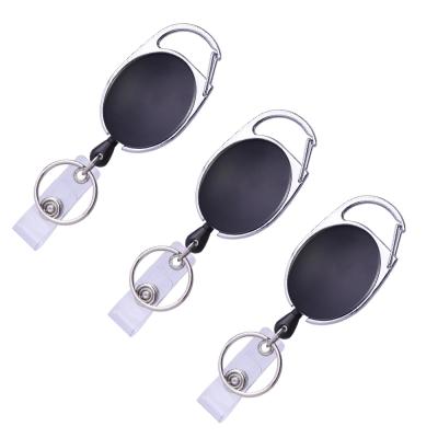 China Zinc Alloy Carabiner Retractable Key Chain Durable , Split Ring Badge Reel A039 for sale