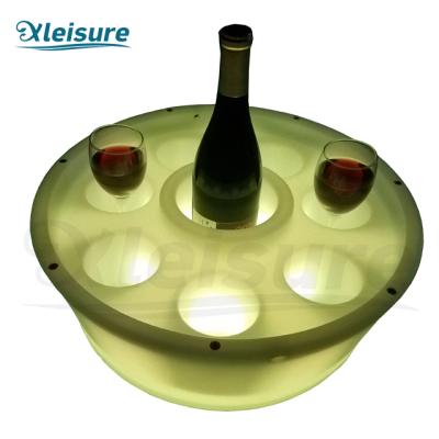 China Bestselling Glass LED Rise Stand Glowing Movable Spa Bar Glass Rack For Spa for sale