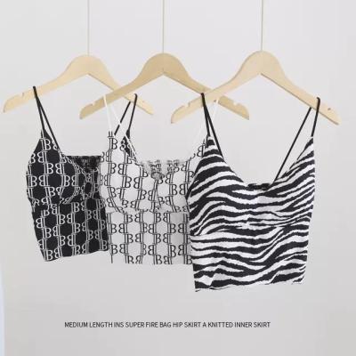 China Anti-pilling European and American summer European and American bottom shorts shirt beautiful girl's stripe zebra style suspender sleeveless upper vest for sale