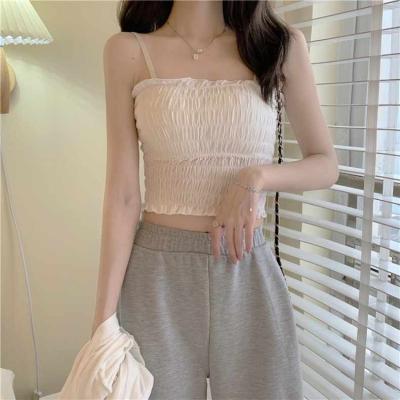 China Summer Lap Slim Knit Short Top Inner Small Western Colorful Wave Style Anti-pilling Suspender Hot Women's V-Neckline for sale