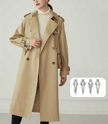 China 2022 Viable Europe and America High Quality Korean Spring and Autumn Mid-Length Design Casual Khaki Anorak Drape Coat for sale