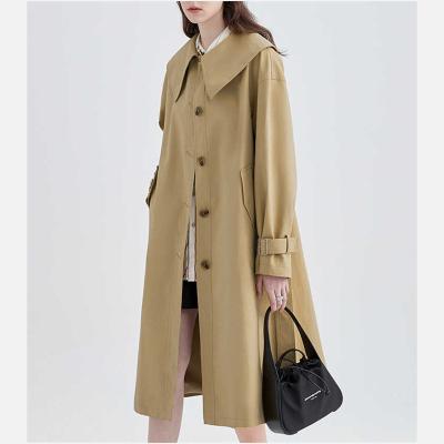 China 2022 Autumn New Women's Mid-Length Loose And Thin British Anorak Lotus Leaf Collar Trench Coat Viable Temperament Style Spring for sale