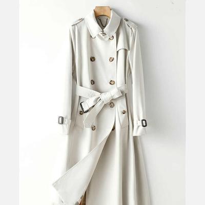 China 2022 Sustainable Autumn Mid-Length Fashion Slim High-end Women's Spring And White Trench Coat Double-Breasted Over - The Knee Overcoat for sale